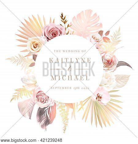 Trendy Dried Palm Leaves, Pale Rose, Orchid, Pampas Grass, Monstera, Fern, White Ruscus