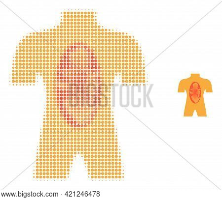 Human Anatomy Halftone Dotted Icon Illustration. Halftone Pattern Contains Round Dots. Vector Illust