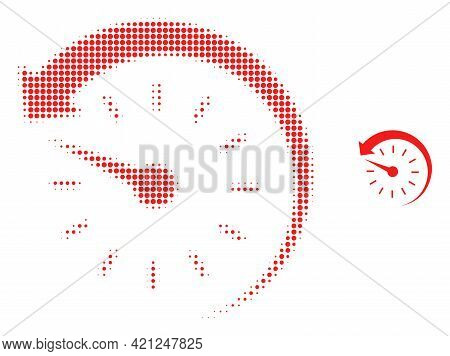 Time Backward Halftone Dot Icon Illustration. Halftone Array Contains Round Dots. Vector Illustratio