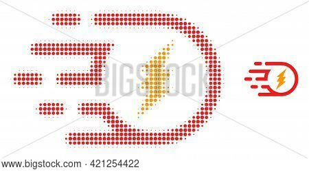 Electric Participle Halftone Dot Icon Illustration. Halftone Array Contains Round Points. Vector Ill