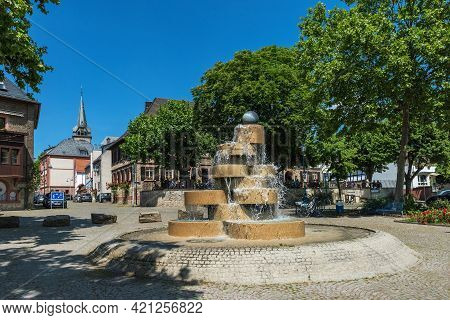 Berlin Fountain On The Banks Of The Main River, Floersheim, Hesse, Germany