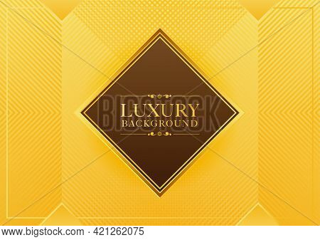 Golden Luxury Abstract Background With Frame And Stripes Abstract Gold Background, Square Frame, For
