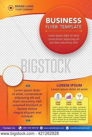 Flyer Brochure Business Corporate Design Template, Poster Cover Layout With Orange Color Gradient Ba