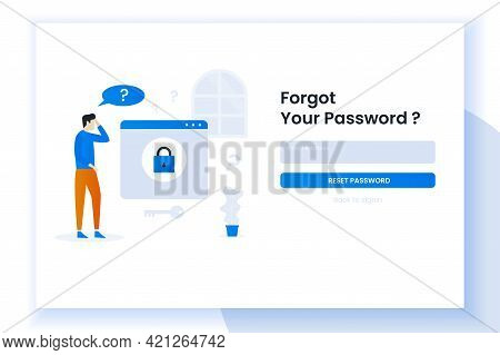 Landing Page Illustration Design People Forgot Her Password. This Design Can Be Used For Websites, L