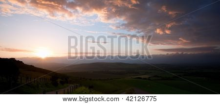 Beautiful English Countryside Landscape Over Rolling Hills