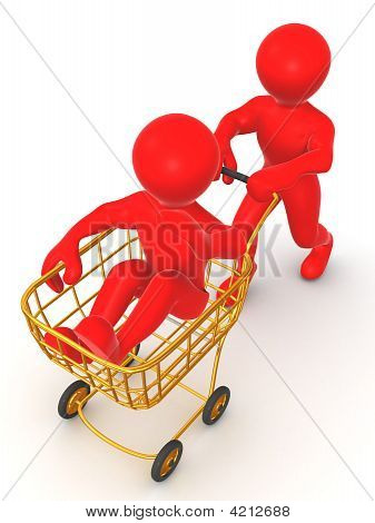 Zwei Männer mit Consumer Korb
