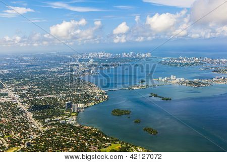 Luftfoto af kystlinje Miami