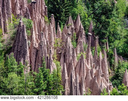 Earth Pyramids Of Ritten, A Plateau Above Bolzano In Northern Italy