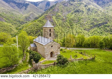 Roman Church Of Santa Maria De La Asuncion In Coll, Catalonia - Spain. This Is One Of The Nine Churc