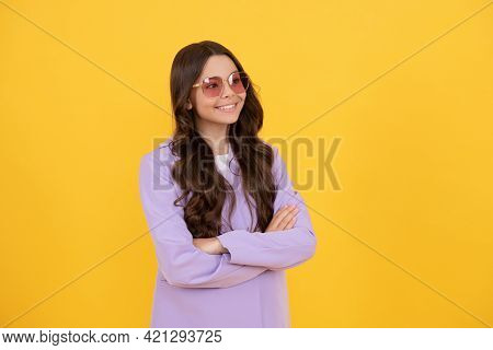 Female Fashion Model. Pretty Look Of Young Girl In Jacket. Portrait Of Happy Child