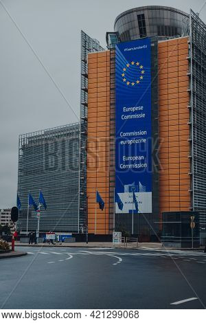Brussels, Belgium - August 17, 2019: Facade Of The Berlaymont, An Office Building In Brussels, Belgi