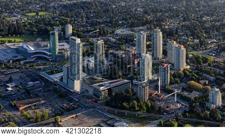 Greater Vancouver, British Columbia, Canada - May 16, 2021: Aerial View From An Airplane Of Surrey C