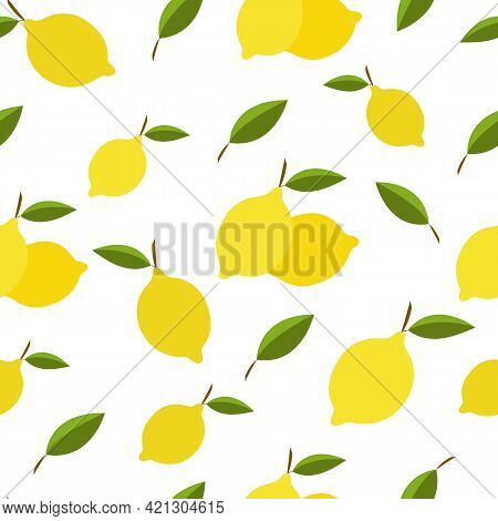 Vector Illustrator With Lemons, Bright Print For Fabrics