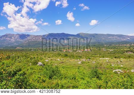 Beautiful Summer Landscape. Montenegro, Ulcinj Municipality, View Of Meadow Near Old Town Shas ( Dea