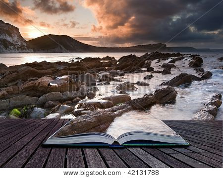 Creative Concept Image Of Seascape In Pages Of Book