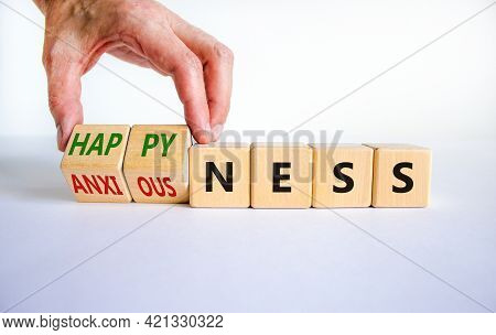 Happyness Or Anxiousness. Doctor Turns Cubes And Changes The Word 'anxiousness' To 'happyness'. Beau