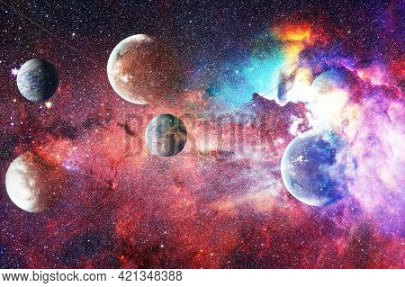 Science Fiction Fantasy In High Resolution Ideal For Wallpaper. High Quality Space Background. Eleme