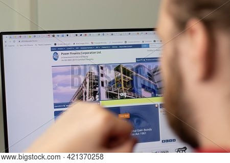 New York, Usa - 1 May 2021: Power Finance Corp Pfc Company Website With Logo On Screen, Illustrative
