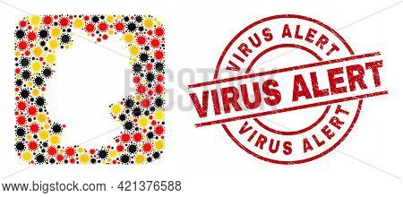German Map Collage In German Flag Official Colors - Red, Yellow, Black, And Scratched Virus Alert Re