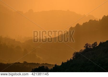 Sunset Rain In The Mountain Forest In The Riaño Mountain, Leon, North Of Spain