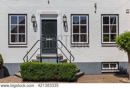 Facade Of A Historic White House In Ootmarsum, Netherlands