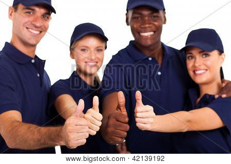 gruppo di servizio personale thumbs up on white