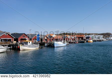 April 17, 2021 - Hamburgsund, Sweden: A Picturesque Fishing Village On The Swedish West Coast. Tradi