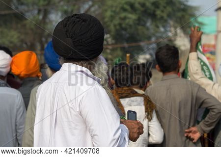 New Delhi, India - December 07, 2020 : Farmers Are Protesting Against The New Farm Laws In India, Fa