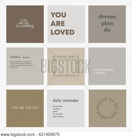 Design backgrounds for social media banner.Set of instagram post frame templates.Vector cover. Mockup for personal blog or shop.Layout for promotion.Endless square puzzle.