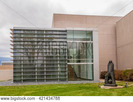 Colorado Springs, Colorado - May 15, 2021: Beautiful Sculptures In Front Of Colorado Springs Fine Ar