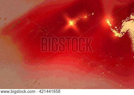 Bright Red And Gold Shining Abstract Marble Background
