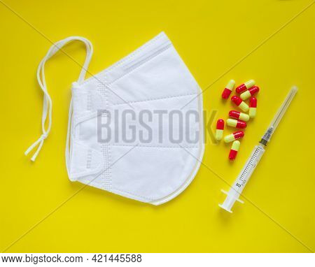 Tablets, Syringe And Max For Protection Against Coronavirus