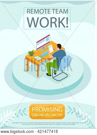 Remote Team Work, Online Meeting Workspace. Video Call Chat Conference, Freelan Er Works From Home. 