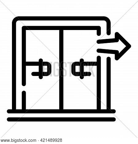 Evacuation Pull Doors Icon. Outline Evacuation Pull Doors Vector Icon For Web Design Isolated On Whi
