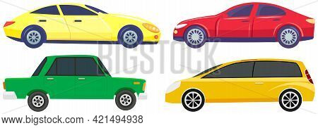 Set Of Modes Of Transport And Machine Shapes. Transport Isolated On White Background. Crossover, Hat