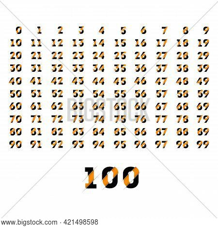 Folded Paper Set For Cut Design Numbers From Zero To Hundred With Whitebackground, Vector Illustrati