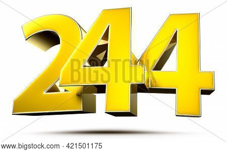 244 Gold 3D Illustration On White Background With Clipping Path.