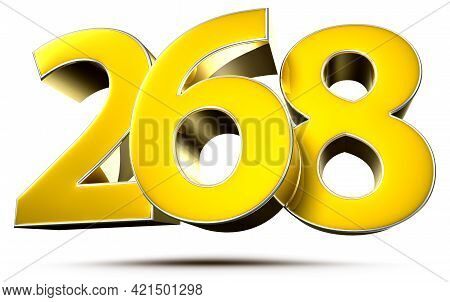 268 Gold 3D Illustration On White Background With Clipping Path.