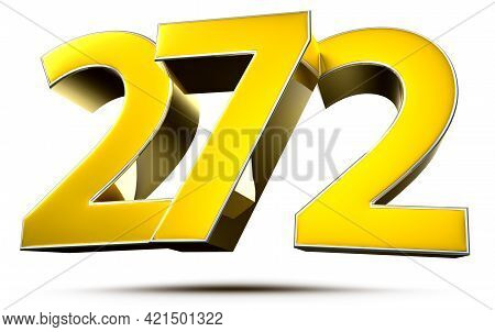 272 Gold 3D Illustration On White Background With Clipping Path.