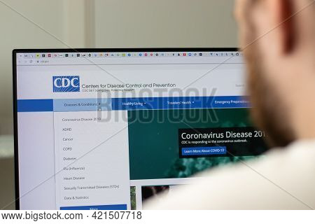 New York, Usa - 1 May 2021: Cdc Centers For Disease Control And Prevention Company Website On Screen