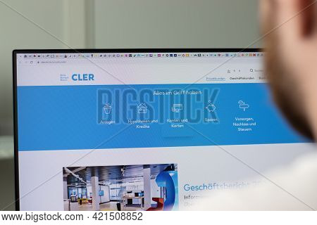 New York, Usa - 1 May 2021: Bank Cler Company Website On Screen, Illustrative Editorial