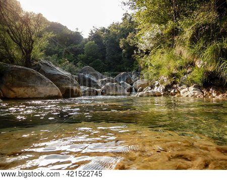 Waterfall In The Rio Barbaira Stream, Rocchetta Nervina, Liguria - Italy