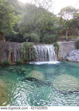 A Waterfall In The Rio Barbaira Stream Along The Nervia Valley, Rocchetta Nervina, Liguria - Italy