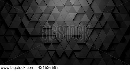 Black Triangles Shifted Mosaic Abstract Background Pattern Geometrical Design With Ligth From Top Il