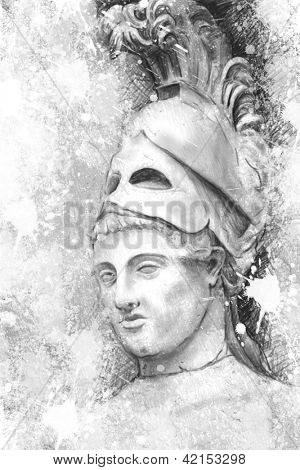 Umělecký portrét Pericles s texturou pozadí, klasické řecké sochařství