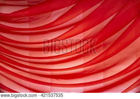 Horizontal Folds On Organza Curtains For Background And Design