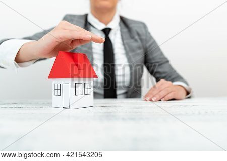 Lady Presenting New Home Insurance Deals In Outfit, Business Woman Showing Possible Mortegage Oppurt