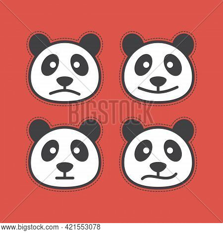 Head Of Panda Logo Flatdesign Vector Image