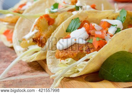 Baja California Style Fish Tacos With Toppings