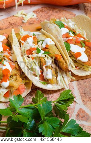Baja California Style Fish Tacos With Toppings